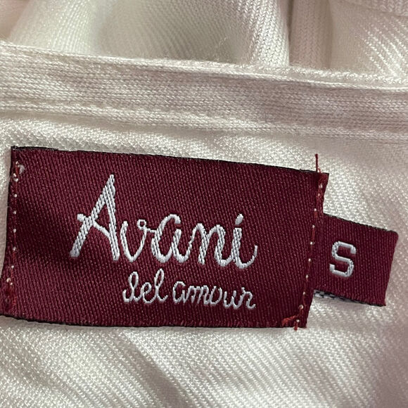 Avani del Amour Sz S Womens Floral Embroidery Ivory Tunic Top V Neck 3/4 Sleeve - Picture 4 of 5